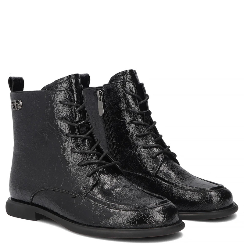 Filippo Patent Leather Lace-Up Ankle Boots Black DBT8142-26-BK