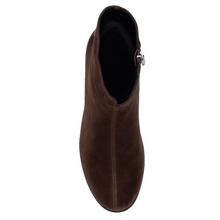 Maciejka Suede Ankle Boots Block Heel Side Zip Chocolate Brown K7202-02/00-8