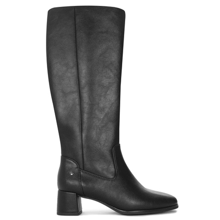 Maciejka Leather Knee-High Boots Stable Block Heel Black A7165-01/00-7