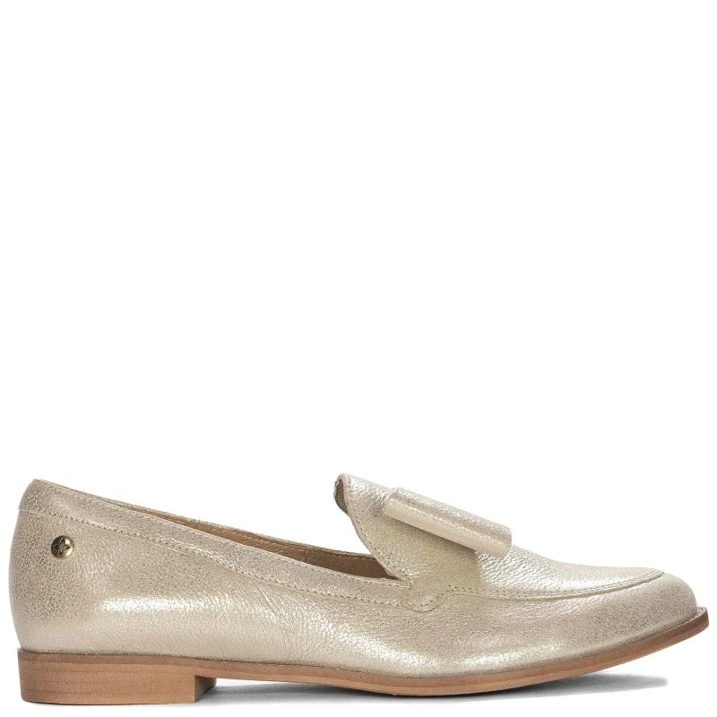 Maciejka Gold Leather Flat Shoes 04099-10/00-1