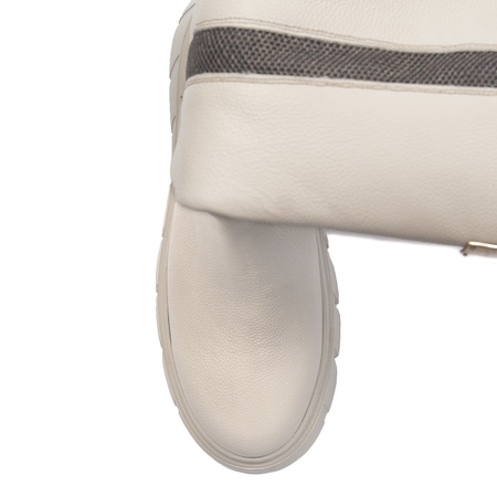 Maciejka Beige Leather Platform Knee-High Boots