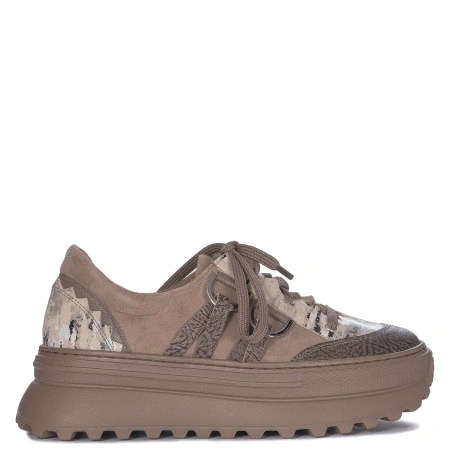 Maciejka Sneakersy Damskie Skórzane Ciemny Beż