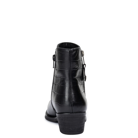 Maciejka Double-Zip Leather Ankle Boots with Croco Texture Black H7170-01/00-7