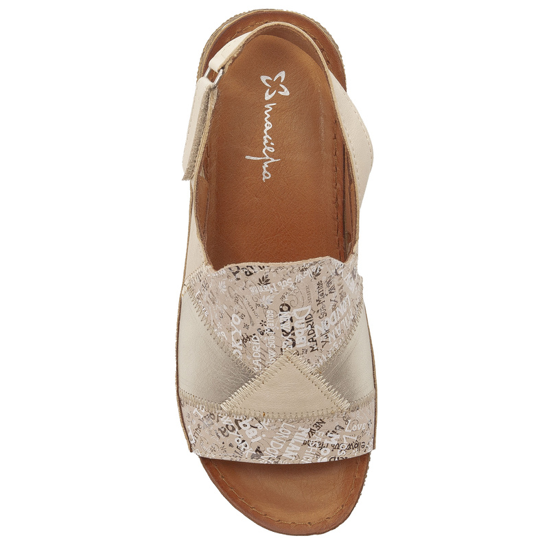 Maciejka Leather Elegant Sandals Wedge Beige L7067-04/00-1
