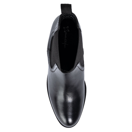 Maciejka Skórzane Botki Wsuwane Chelsea Na Słupku Czarne H7168-01/00-7