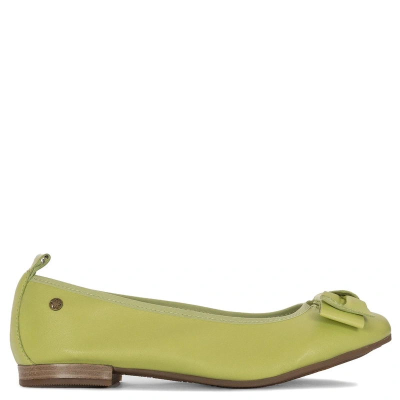 Maciejka Leather Ballerinas With Bow Green P6802-09-00-0