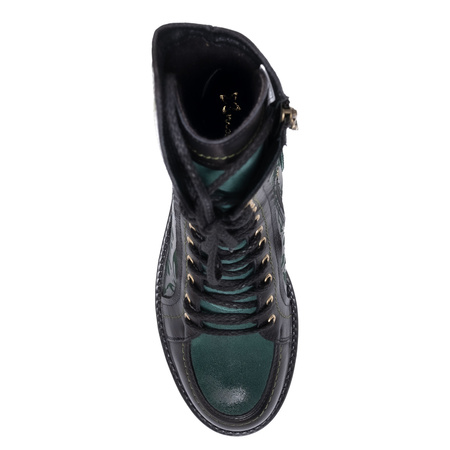 Maciejka Leather Lace-Up Boots Gold Chain Green 07097-09/00-8