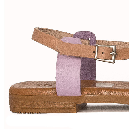Maciejka beige leather women's flat sandals