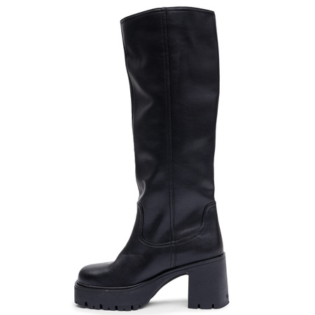Maciejka Women’s Natural Leather Knee-High Boots Black 8 cm Heel K7693-01/00-7