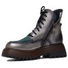 Maciejka Leather Lace-Up Platform Ankle Boots Silver-Green 07110-09-00-8