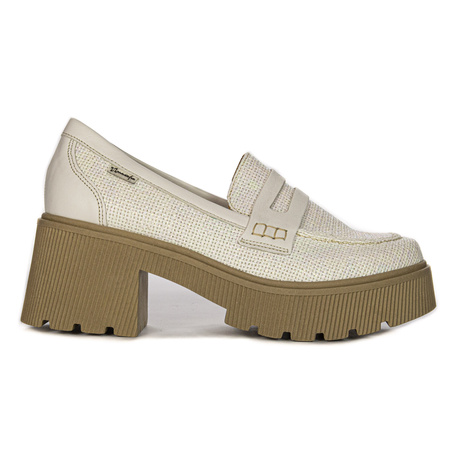 Maciejka Woman's Leather Light Beige Flat Shoes