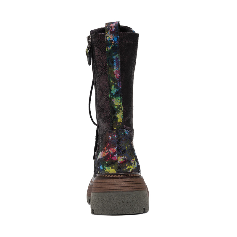 Maciejka Leather Work Boots Platform Side Zip Multicolor 06203-39/00-8