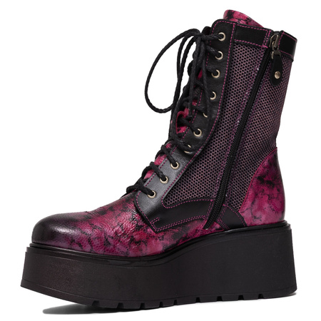 Maciejka Leather Platform Lace-Up Boots Pink 06720-15/00-8