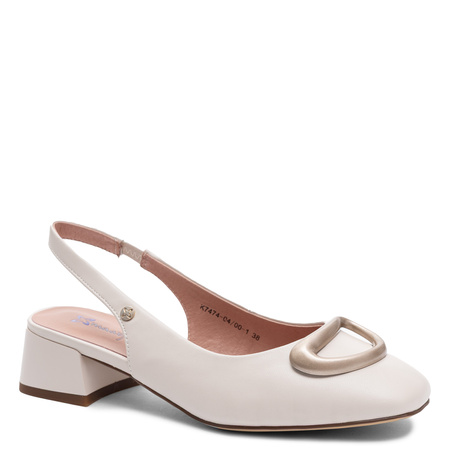 Maciejka Slingback Pumps Natural Leather Block Heel Beige K7474-04/00-1