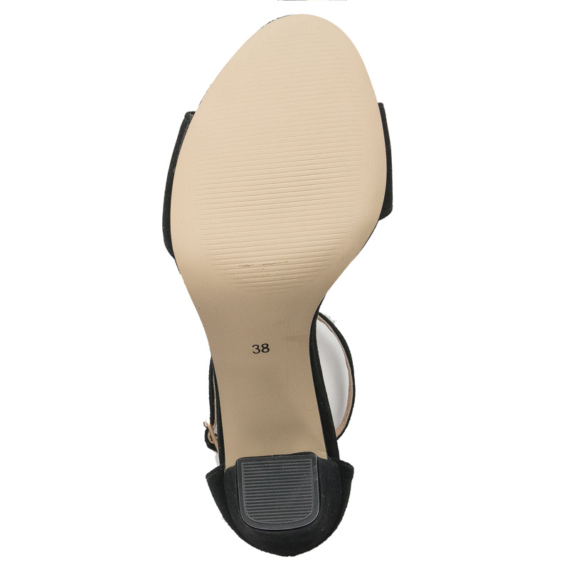Maciejka Sandały na słupku skóra naturalna welurowa czarny