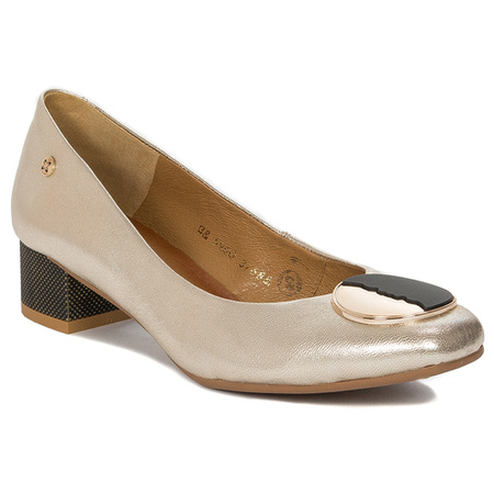 Maciejka Women's Gold Leather Pumps 05960-25/00-1