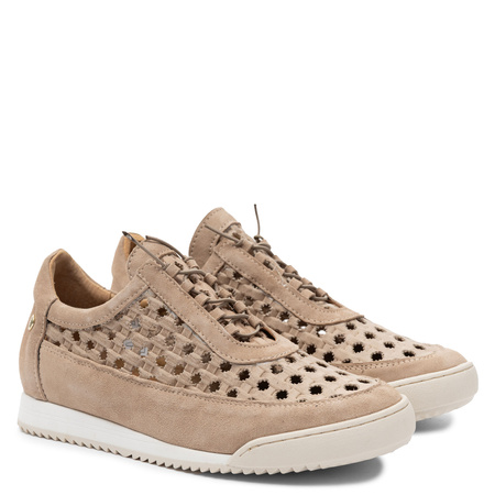 Maciejka Leather Openwork Suede Sport Shoes Beige 07323-04/00-1