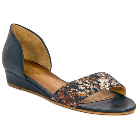 Maciejka Sandały Skóra Naturalna Granatowe