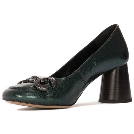 Women's Green Leather Pumps 06244-09/00-1