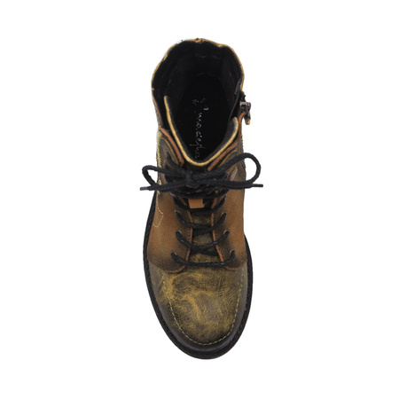 Maciejka Botki Skórzane Ocieplane Żółty 06719-07/00-8