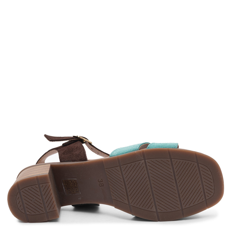 Maciejka Leather Suede Block Heel Sandals Multicolor E7400-36/00-1