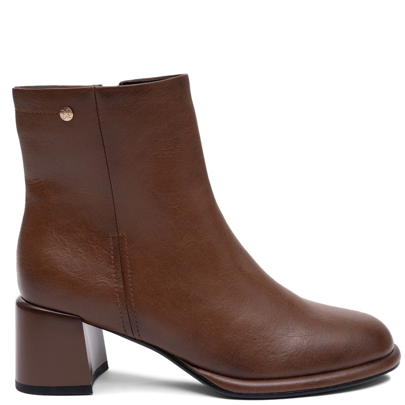 Maciejka Women's Leather Insulated Block Heel Ankle Boots Cognac Brown K7753-29/00-7