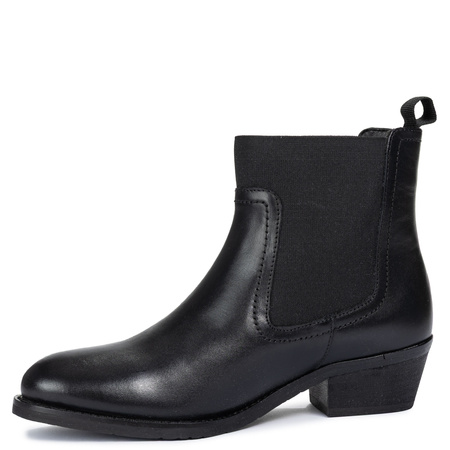 Maciejka Chelsea Leather Ankle Boots Block Heel Black H7168-01/00-7