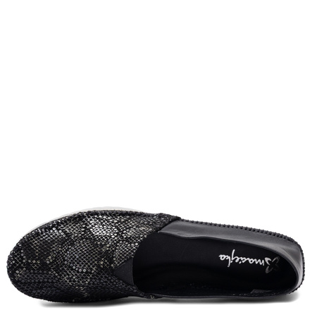 Maciejka Leather Loafers Snake Print Patchwork Black Grey 1930W-49/00-0