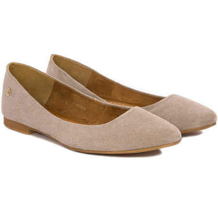 Maciejka Suede Leather Ballerinas Almond-Toe Beige 04100-42/00-8