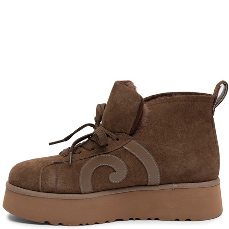 Maciejka Women's Chocolate Brown Suede Platform Ankle Boots Laced Warm Winter Boots K7872-14/00-4