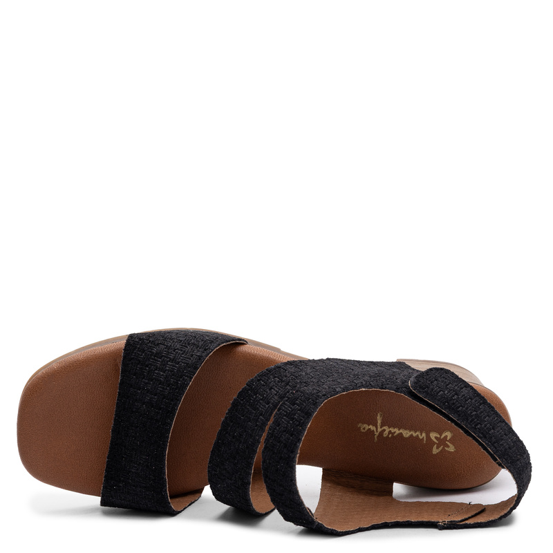 Maciejka Leather Woven Texture Black Sandals E7401-01/00-1