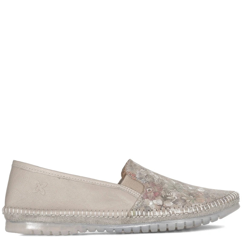 Maciejka Leather Loafers Decorative Stitching Beige T3512-73/00-0