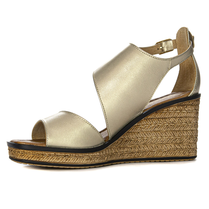 Maciejka Sandały espadryle damskie na koturnach złote 06657-25/00-5