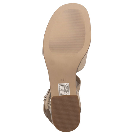 Maciejka Elegant Leather Block Heel Sandals Open Toe Gold N6802-25/00-1