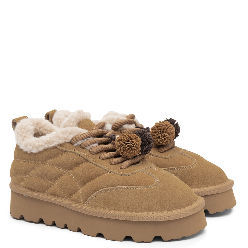 Maciejka Beige Leather Platform Snow Boots D7867-04/00-4