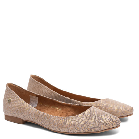 Maciejka Leather Ballet Flats Gold Snake Print 4100W-17/00-8