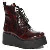 Maciejka Patent Platform Ankle Boots Lace-Up With Zipper Burgundy 06762-23/00-6