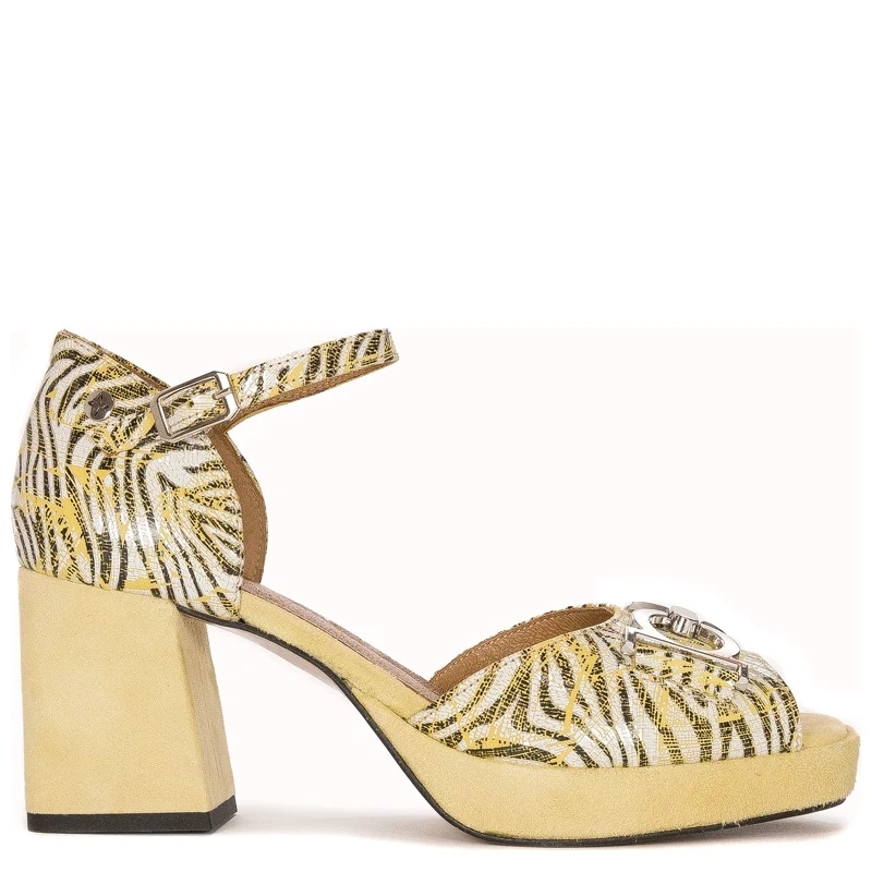 Maciejka Women's sandals in natural velor leather yellow