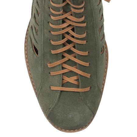 Maciejka Green Velor Lace-Up Boots