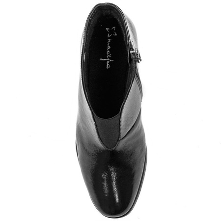 Maciejka Ankle Boots Patent Leather Low Block Heel Black 04777-20/00-3