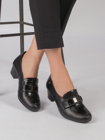Maciejka Leather Block-Heel Pumps Patent Black 06285-01/00-7