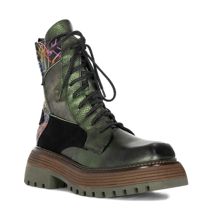 Maciejka Leather Platform Boots Green 07104-09/00-8
