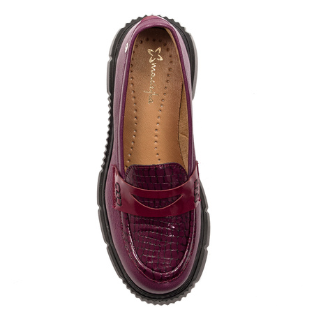 Maciejka 06288-23/00-5 Women's burgundy platform Low Shoes