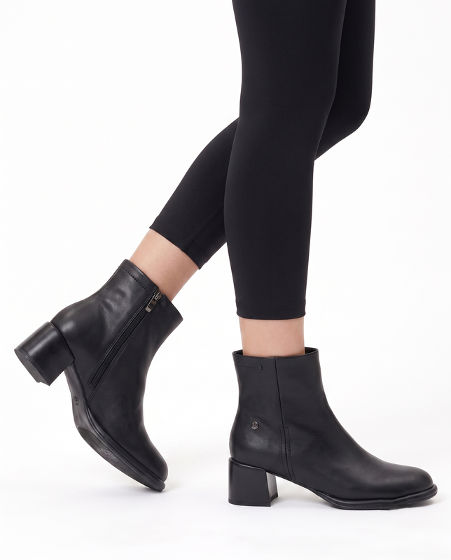 Maciejka Leather Block Heel Ankle Boots Black K7753-01/00-7