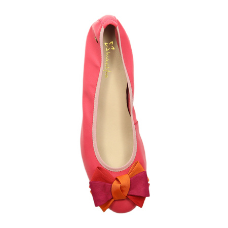 Maciejka Leather Ballet Flats With Bow Flat Heel Pink P6801-15/00-0
