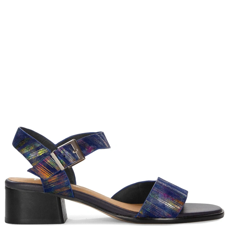 Maciejka Artisanal Women's Leather Sandals On Stable Block Heel Blue N6802-17/00-1