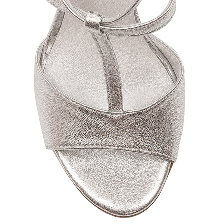 Maciejka Leather Sandals T-Bar Stiletto Silver 2755J-35/00-1
