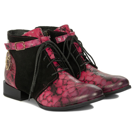 Maciejka Women's Leather Boots Pink and Black