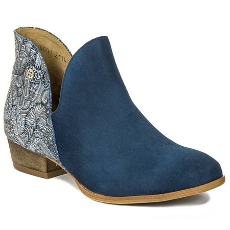 Maciejka Ankle Boots Asymmetric Low Heel Navy 04091-47/00-5