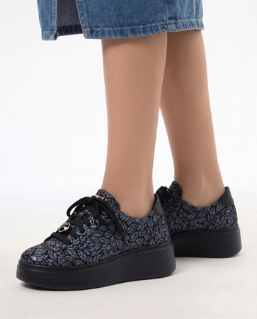 Maciejka Skórzane Sneakersy na Platformie Wielokolorowe 6191W-11/00-8